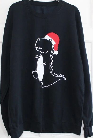 Other - Christmas sweatshirt unisex XL Dinosaur With Christmas Hat